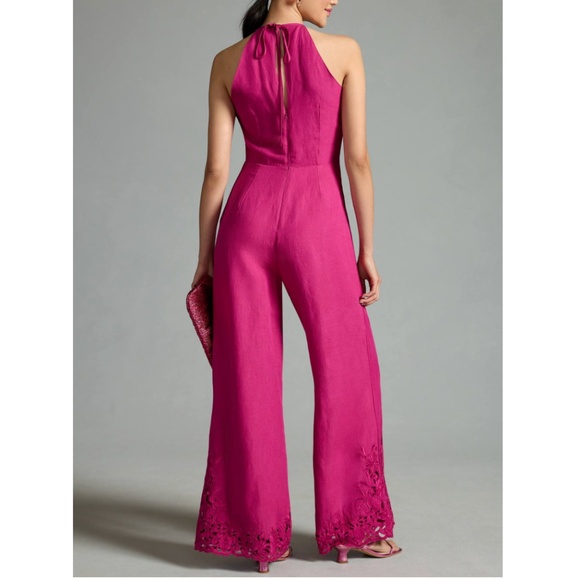 Anthropologie Cutwork Linen Jumpsuit | Sz 4 - Picture 2 of 6